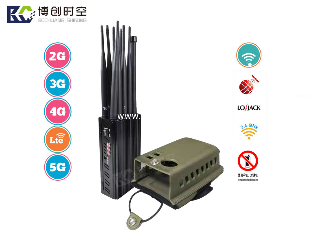 10 channel mobile phone signal jammer handheld portable with protective leather case 2g.3g.4g.5g mobile  signal jammer