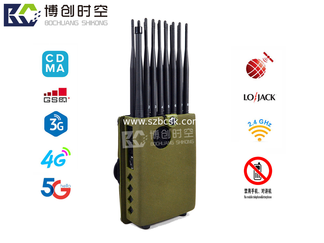 Handheld 16 band mobile phone signal jammer, nylon cover, blocking 5g 4G Wi Fi 5g RF signal jammer, 16 watt interference